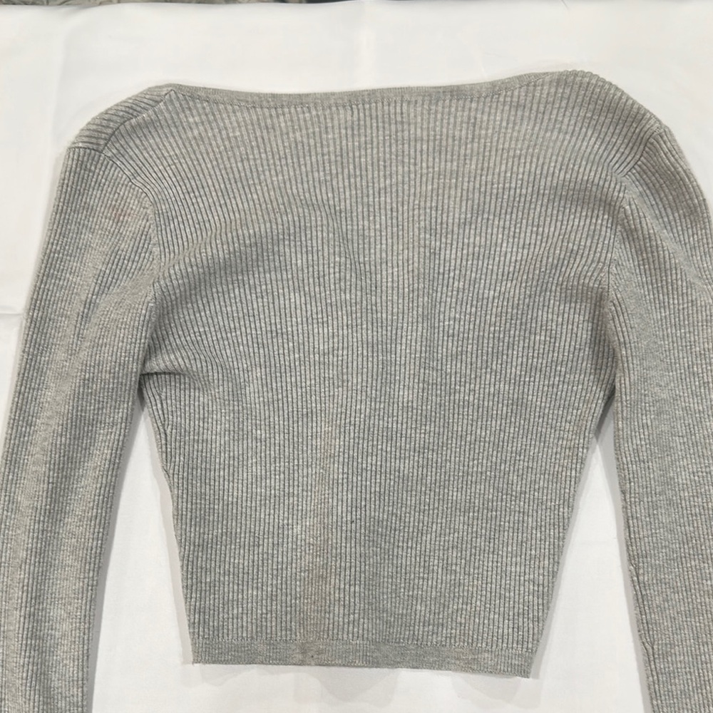 Garage Gray Ribbed Crop Top - Picture 3 of 3